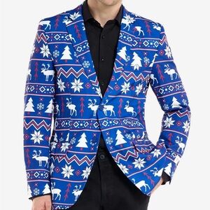 OPPOSUITS Blue Christmas Nordic Blazer Jacket Medium